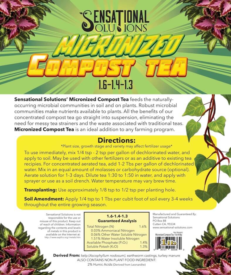 Sensational Solutions Micronized Compost Tea label