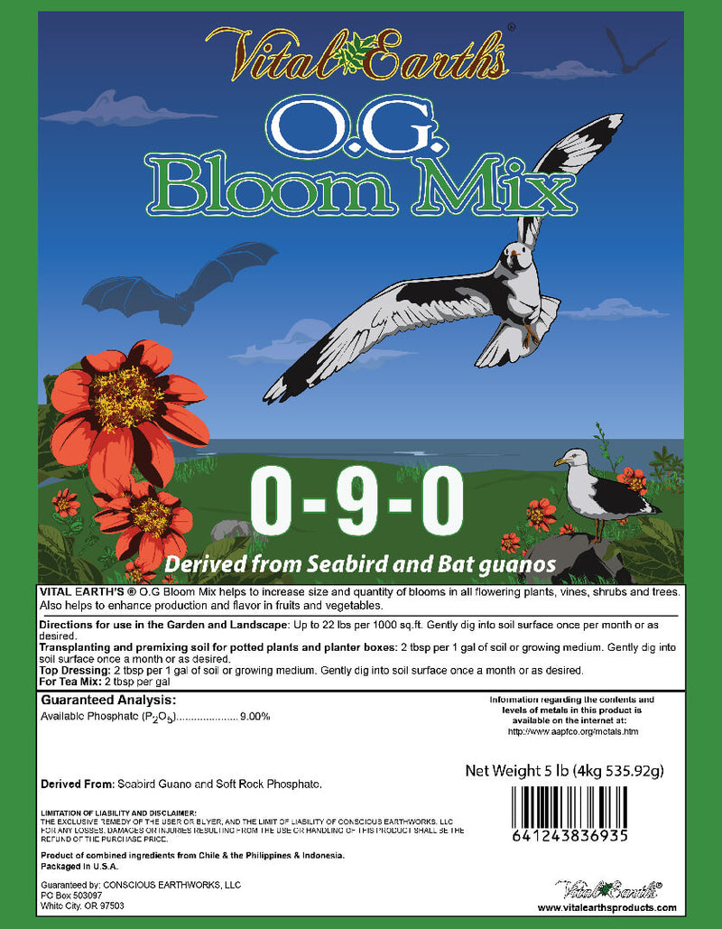 Vital Earth OG Bloom 0-9-0 label
