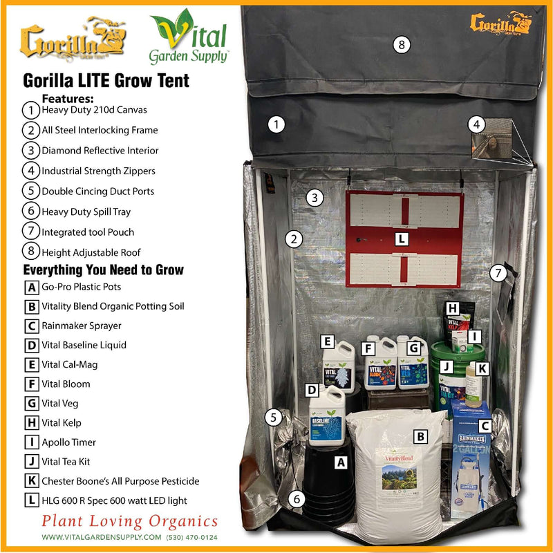 Gorilla LITE Grow package contents and features