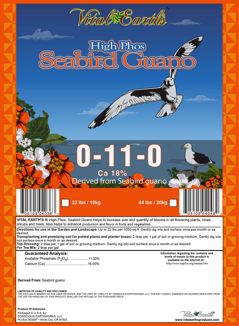 Vital Earth Seabird Guano 0-11-0 label