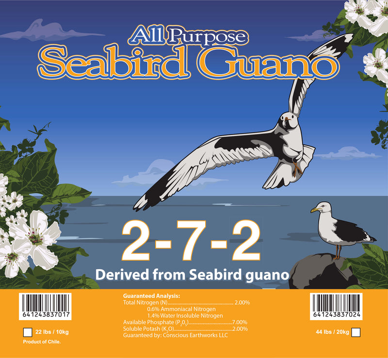 Vital Earth Seabird guano 2-7-2 label