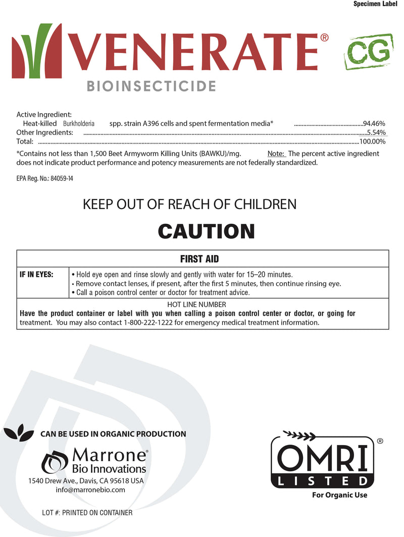 Marrone Bio Venerate CG Bioinsecticide label