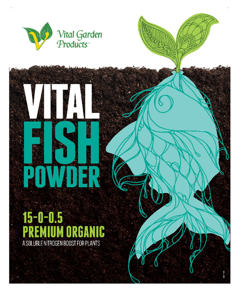 Vital Garden Products Vital Fish Pwder 15-0-0.5 front label